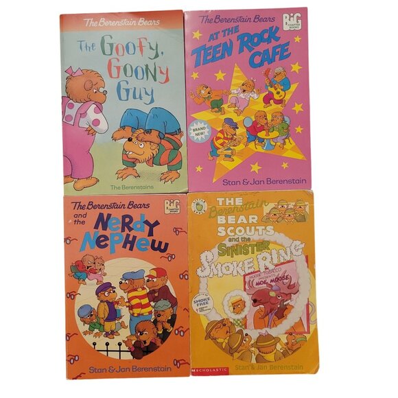 Stan & Jan Berenstain Other - 4 Berenstain Bears Books Lot Bear Scouts Sinister Smoke Ring Nerdy Nephew PB